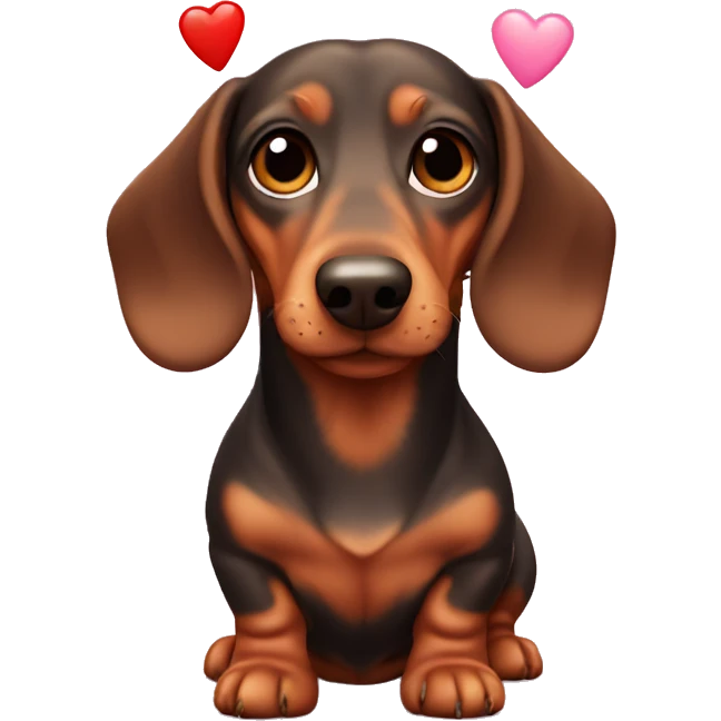 dachshund with hearts emoji