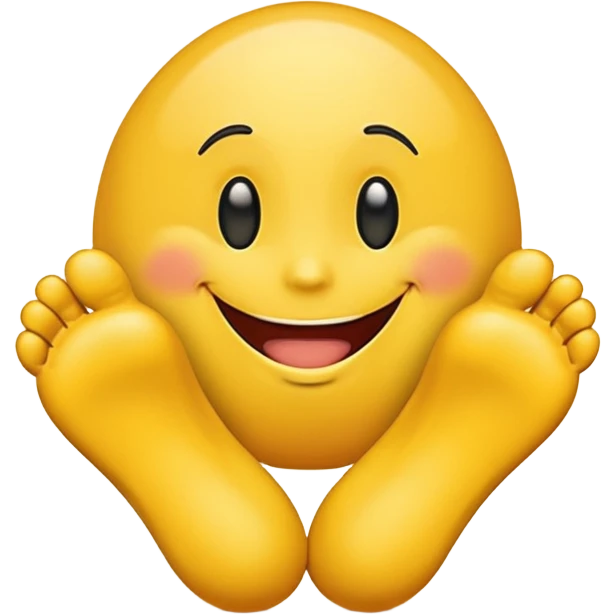 Happy emoji with comically large feet emoji