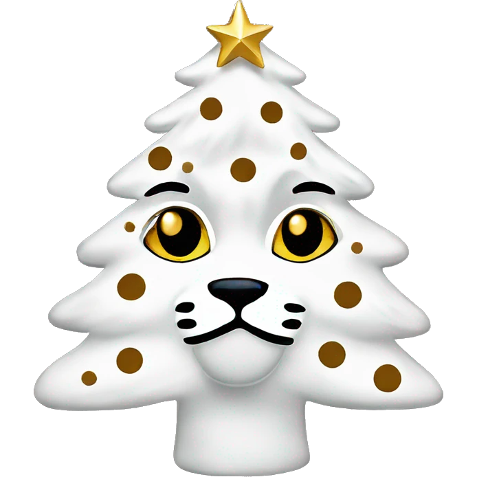 White Christmas tree with cheetah print ornaments and cheetah print star emoji