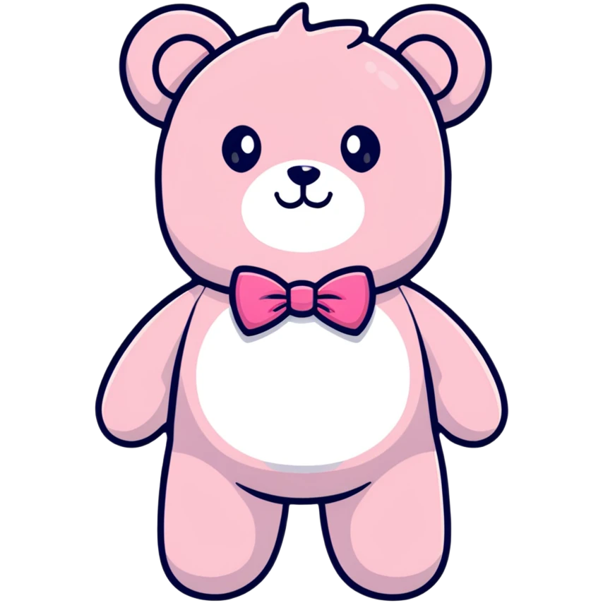 light pink teddy bear with pink bow tie emoji