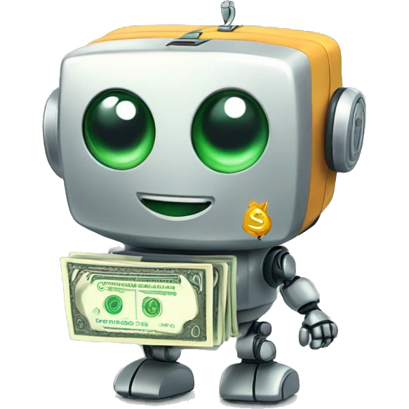 cute finance robot with money emoji