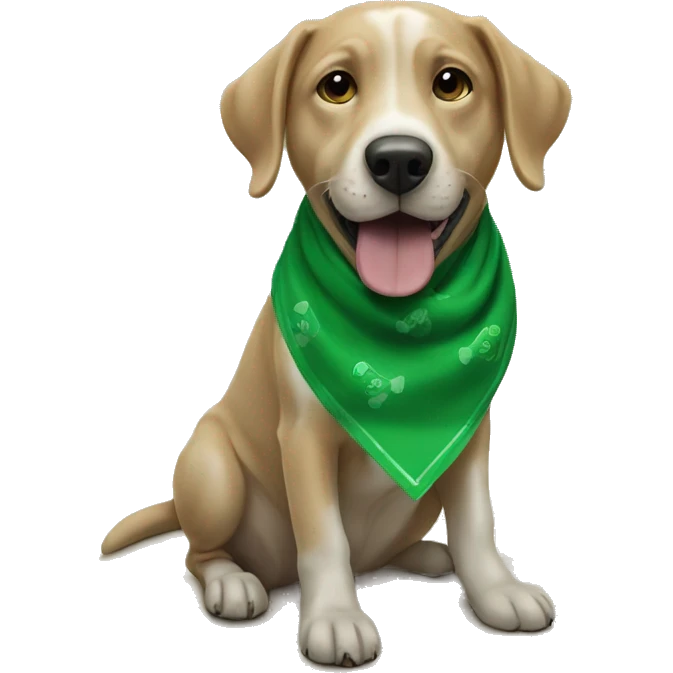 dog playing with ball green bandana emoji