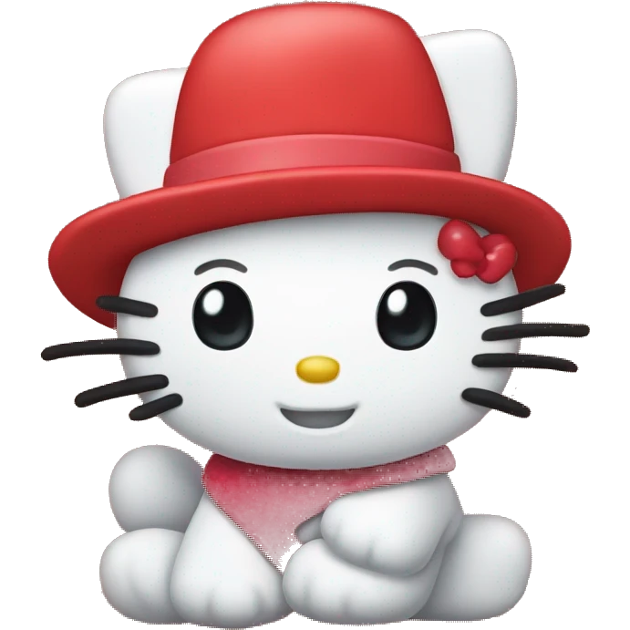 Hello kitty wearing a red hat emoji
