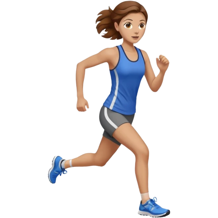 running woman. brown hair, light skin, hazel eyes. emoji