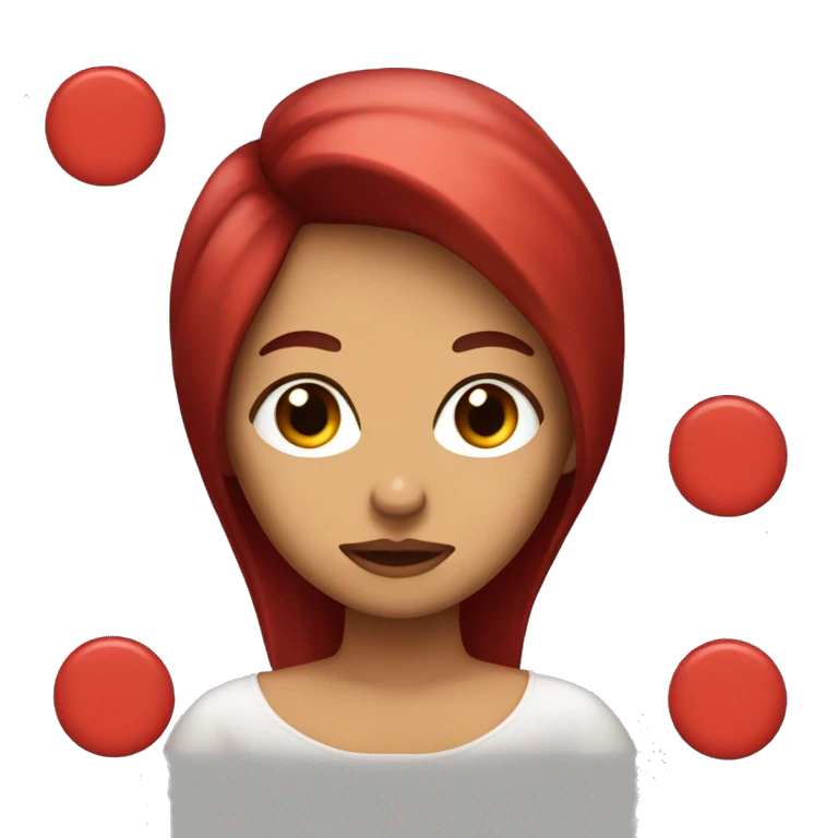 chica con pelo rojo, ojos marrones y pearcing en la nariz emoji