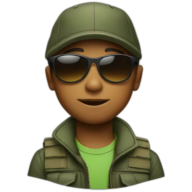  boy with sniper sunglasses and cap emoji