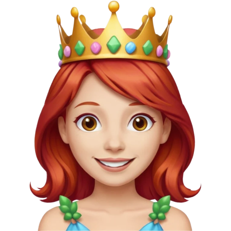 red hair woman wearing a candy crown emoji