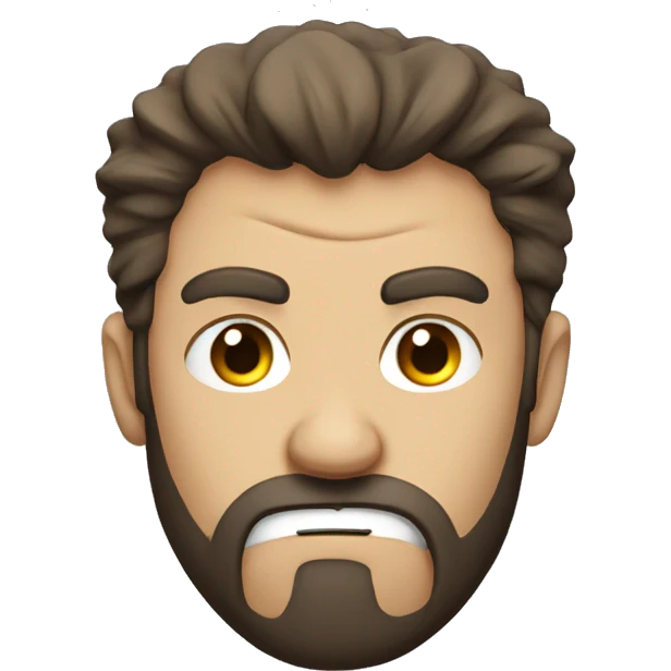 very angry male head with a beard and scruffy brown hair  emoji