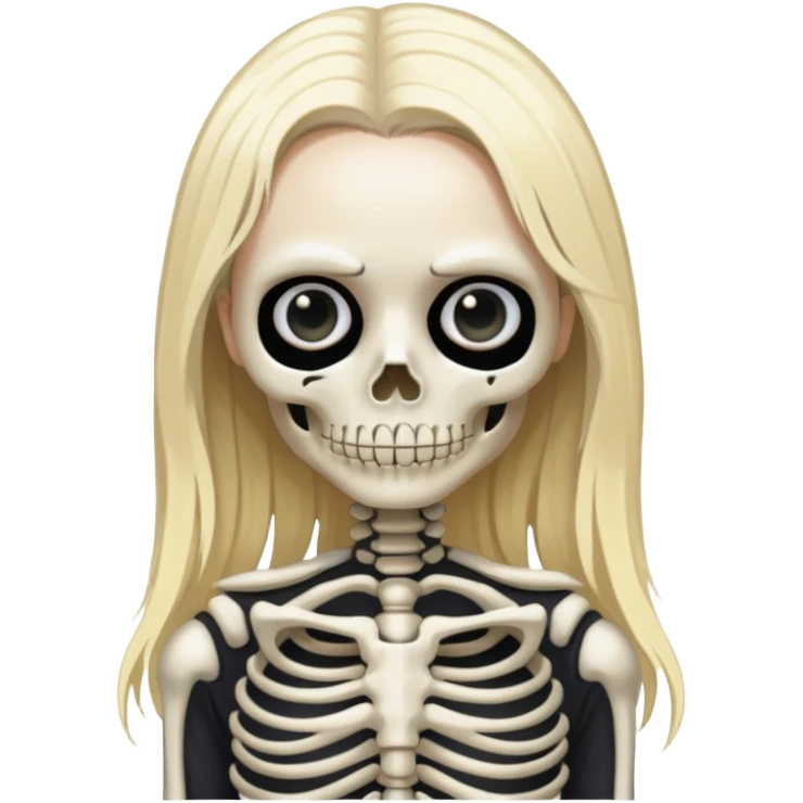 Phoebe Bridgers with a skeleton outfit and blonde hair emoji