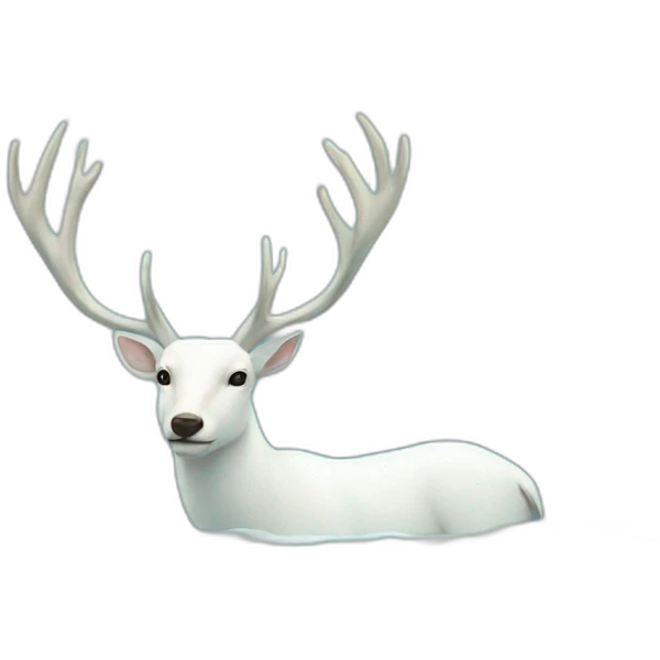 white deer swimming the ocean emoji