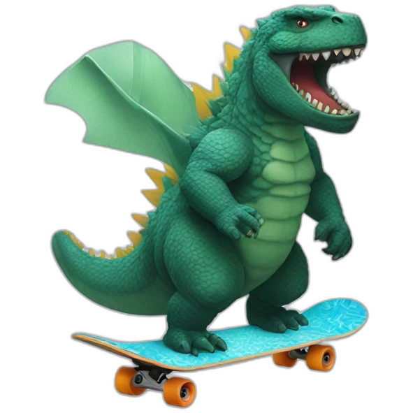 Godzilla on a skateboard emoji