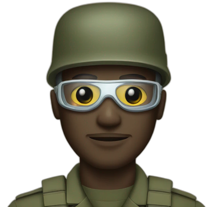 a military man in a Medical masks emoji