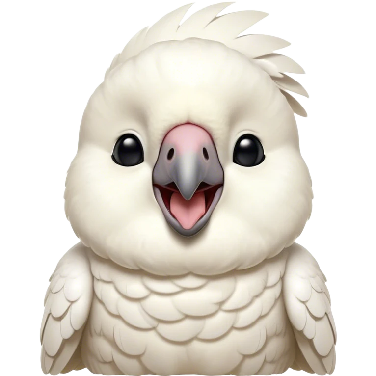 Cinematic Cute Yawning Cockatoo Portrait Emoji, Head tilted slightly with a dramatic, wide-open yawn, showcasing a plump, feathered body with a softly drooping crest and sleepy, half-closed eyes, Simplified yet irresistibly adorable features, highly detailed, glowing with a soft, cozy tropical glow, high shine, relaxed yet expressive, stylized with a dash of whimsical avian charm, soft glowing outline, capturing the essence of a drowsy yet affectionate cockatoo that appears ready to stretch out and yawn its way off the screen! emoji
