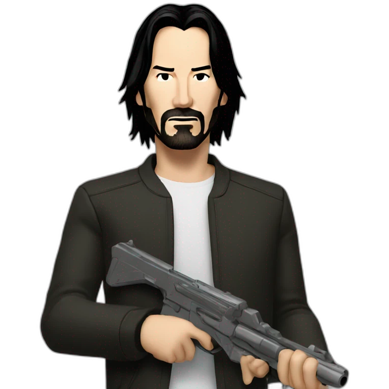 Keanu Reeves  with a gun emoji