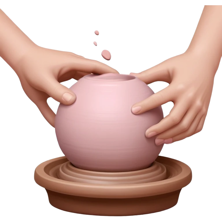 single hand throwing a pink ball of clay onto a pottery wheel, only one hand visible in the frame emoji