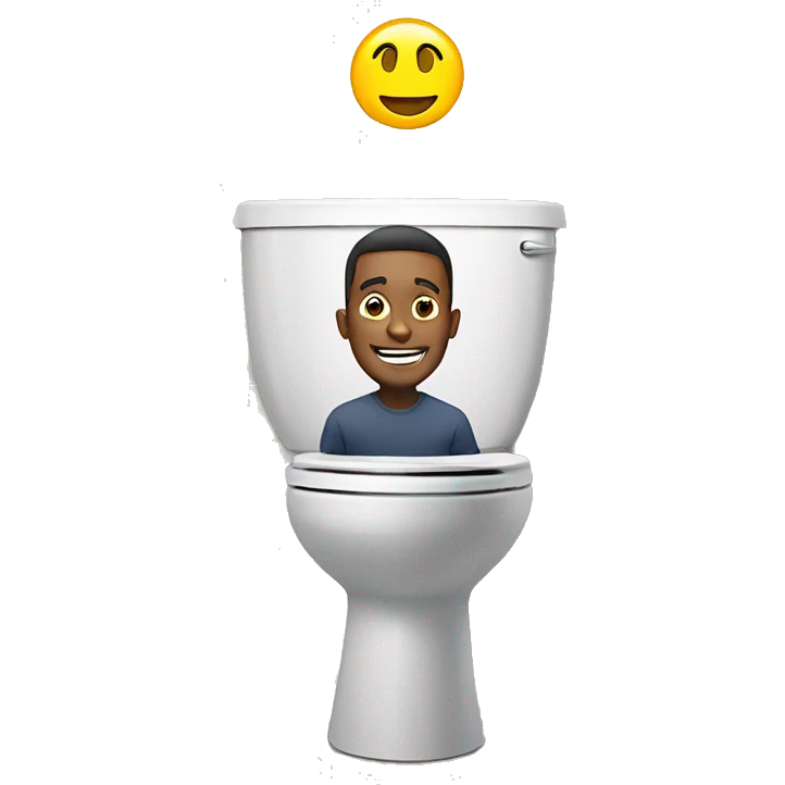 Man inside toilet with large smile  emoji