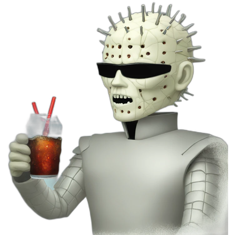 hellraiser pinhead drinking soda emoji