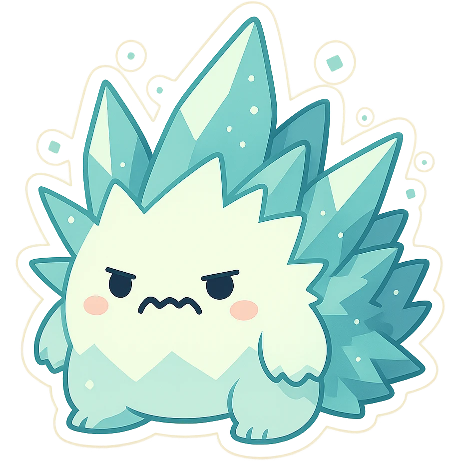 a grumpy ice monster emoji