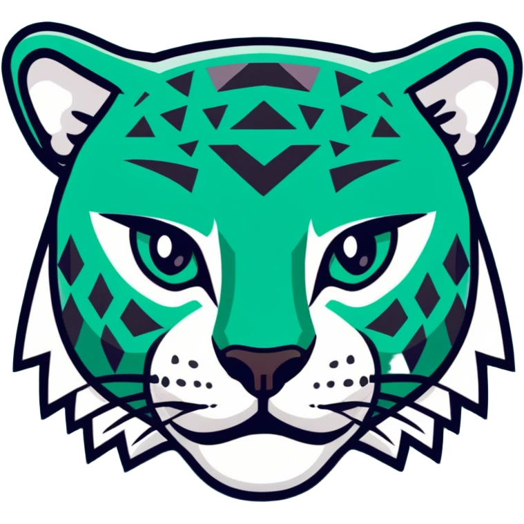 Geometric Maya style jaguar - important message, strictly white and deep dark green only, angular sharp lines emoji