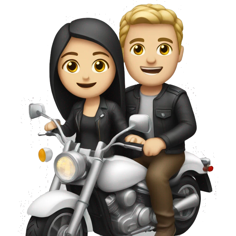 White couple on motorcycle emoji