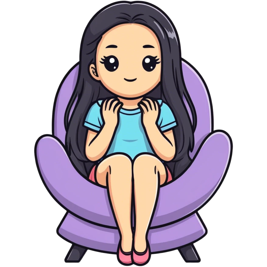 Girl sitting on a huge fake eyelash liek sitting on it like a chair  emoji