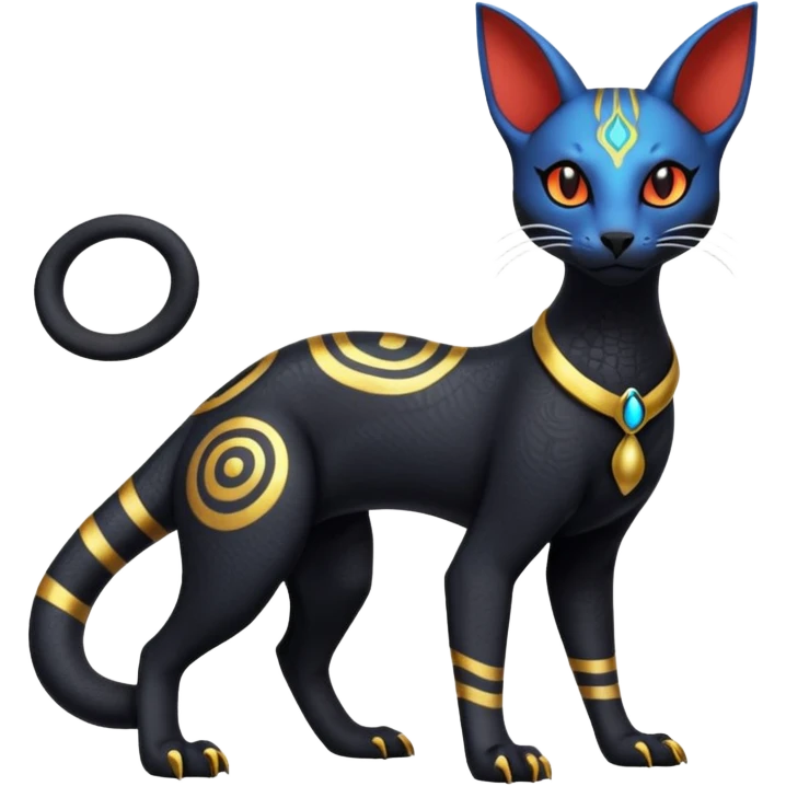 Salandit-Bastet-Umbreon-Fakémon-hybrid-creature (full body)  emoji