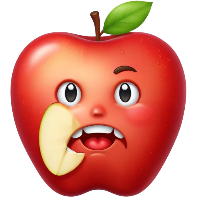 sad apple with a buck tooth emoji