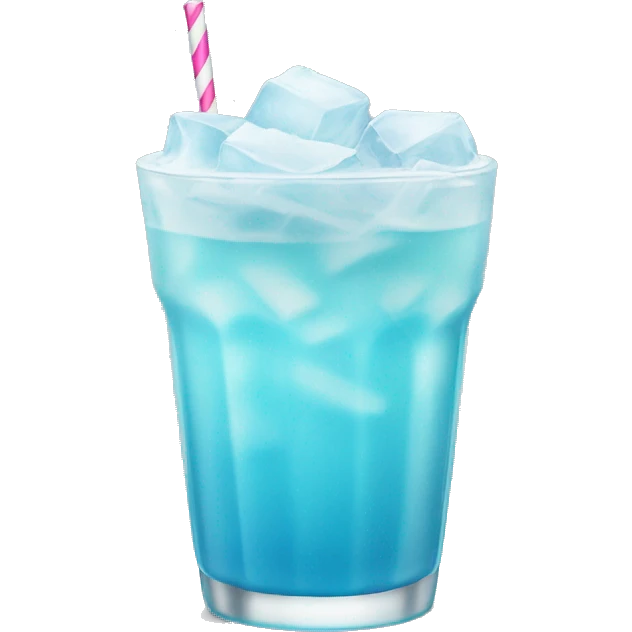 pastel blue drink with lots of ice and frosted glass emoji
