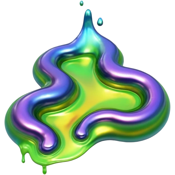 3D render of Oil Slick, toxic waste aesthetic, bubbling liquid, industrial warning texture. emoji