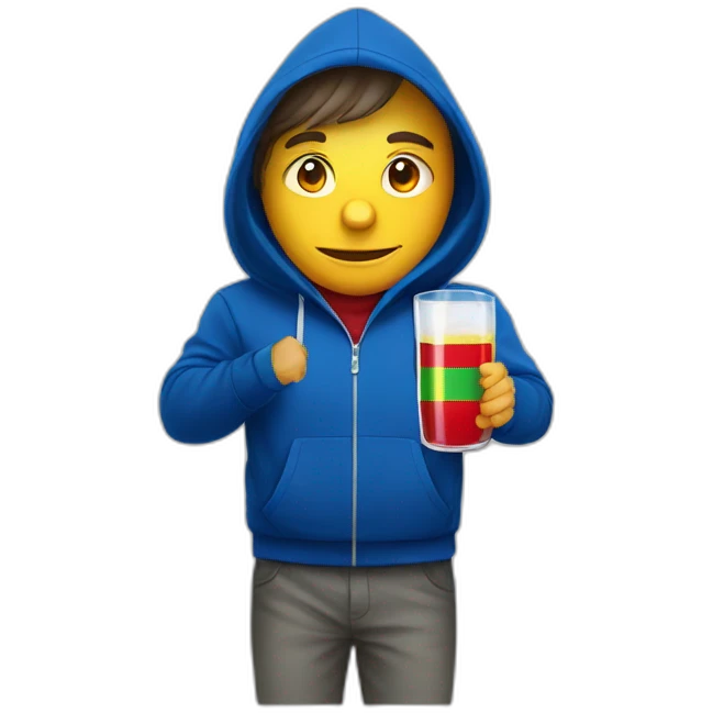 man in hoodie with moldova flag drink alcohol emoji