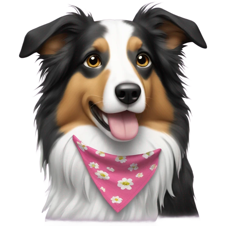 Collie dog with flower bandana on neck  emoji