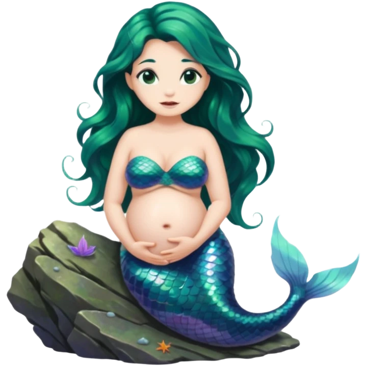 very heavily pregnant overdue mermaid emoji