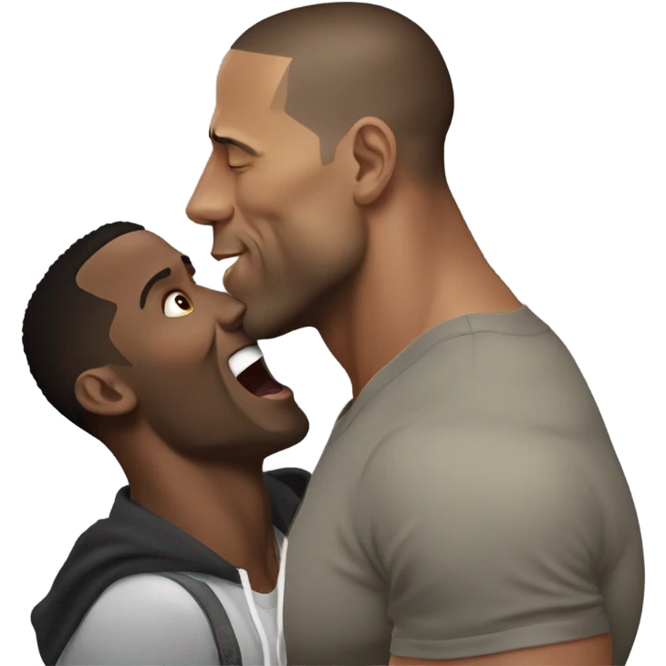 Dwayne Johnson kissing Kevin hart emoji