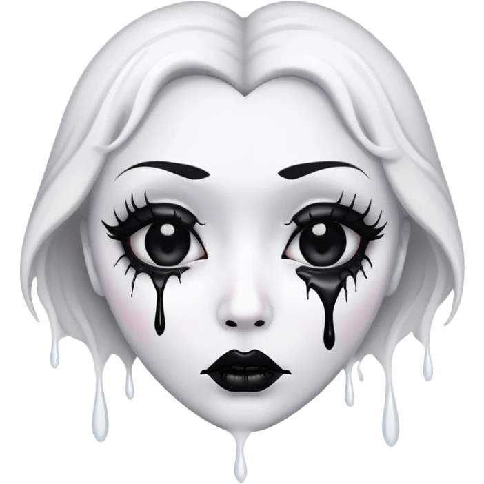 White heart with full makeup creepy face emoji