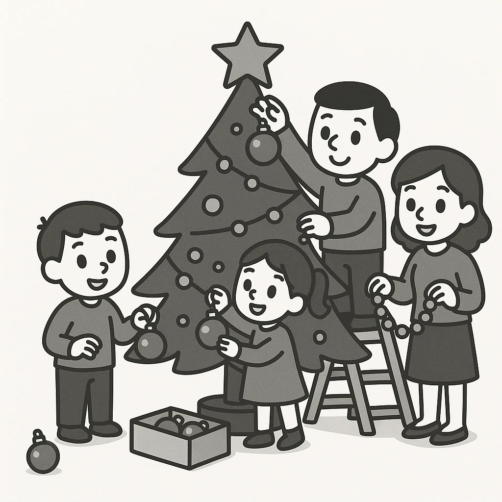 people decorating a Christmas tree emoji