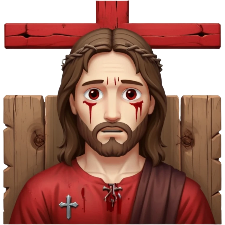 Hazme un emoji con jesuscristo en la cruz como real con el cuerpo en la cruz y la cruz entera emoji