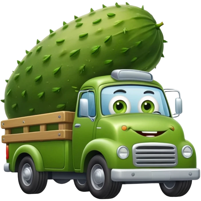 A pickle driving a truck emoji