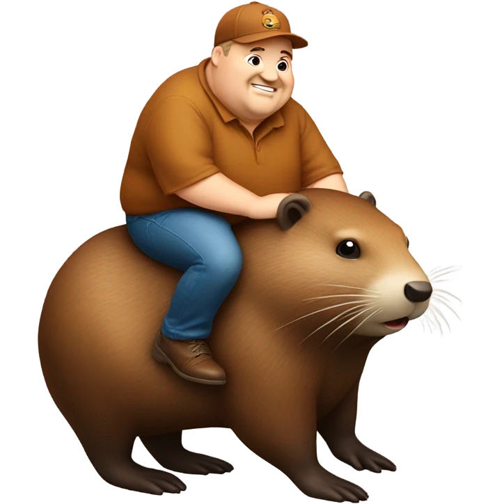Fat man riding a beaver ￼ emoji