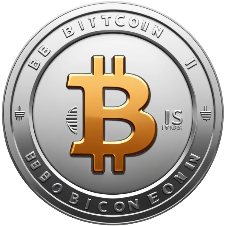 silver coin with bitcoin logo emoji