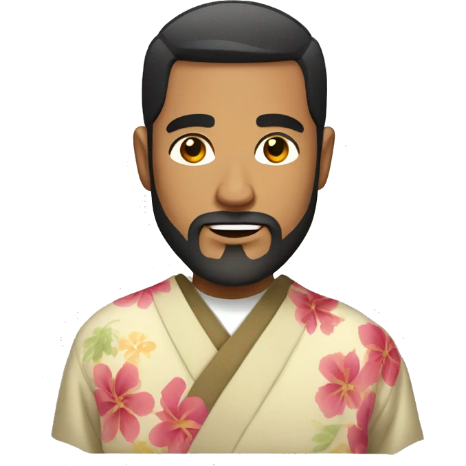 bearded Latino man with short dark hair wearing a kimono emoji