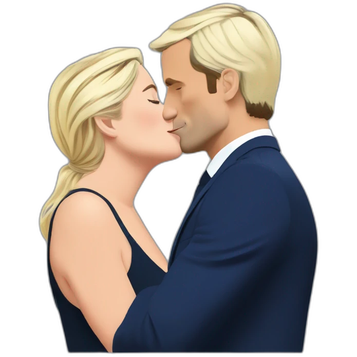 Marine le Pen kiss Emmanuel Macron emoji