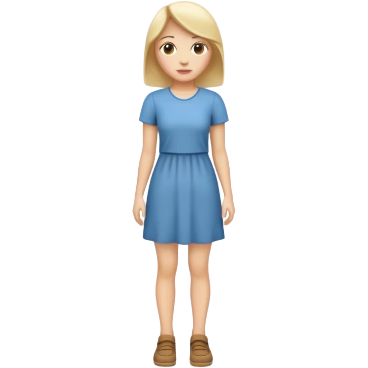 Create me an emoji of a full body white female in a casual dress, looking slightly to her right. emoji
