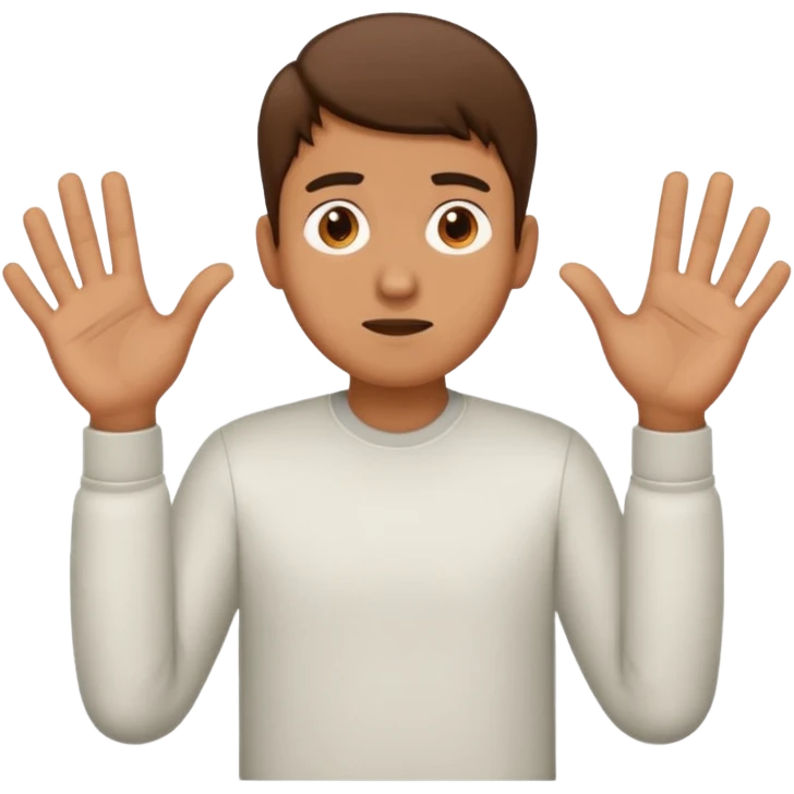 Confused guy with a 6 above his left hand and a 7 above his right hand emoji