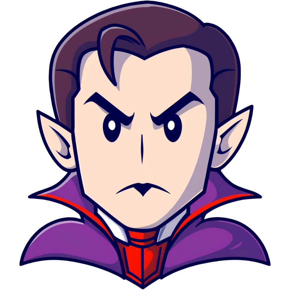 Dracula with slicked back hair and vampire cape emoji