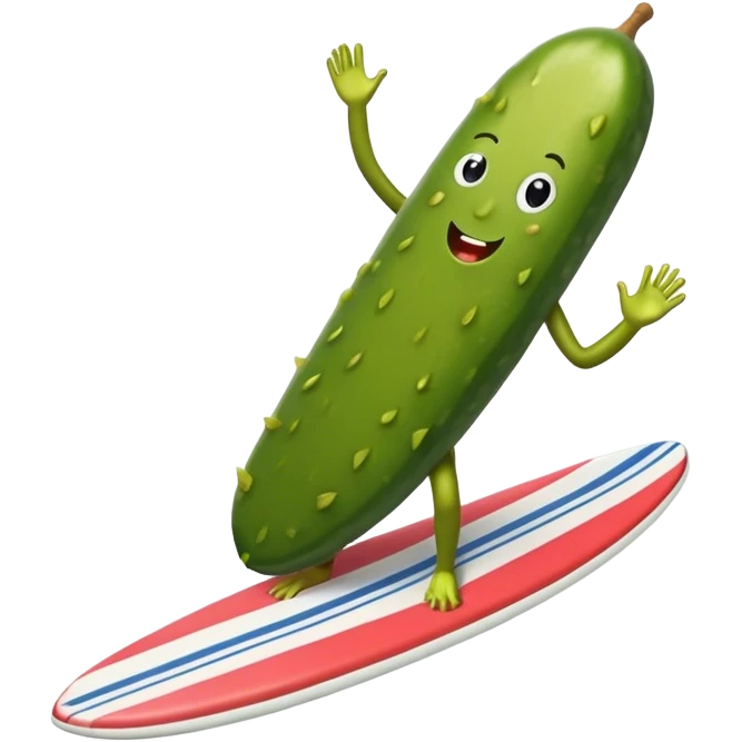 Pickle on a surfboard emoji