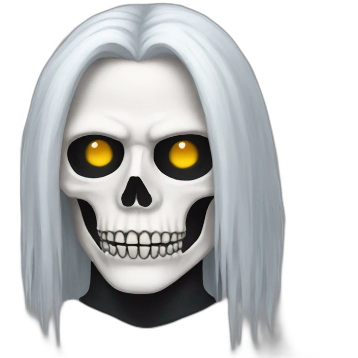 White goth Man with long hair and Skeleton paint face emoji