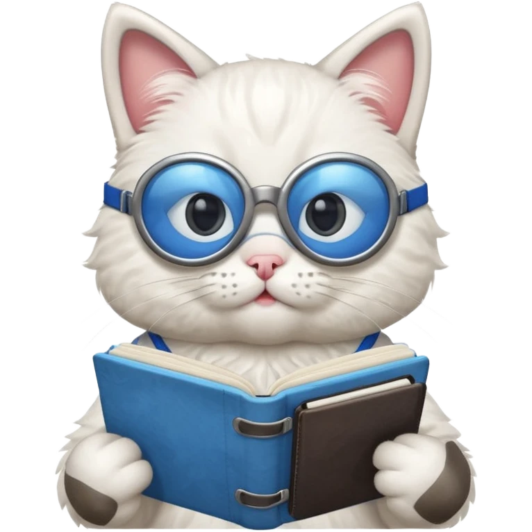 funny cat with planner with blue goggles emoji