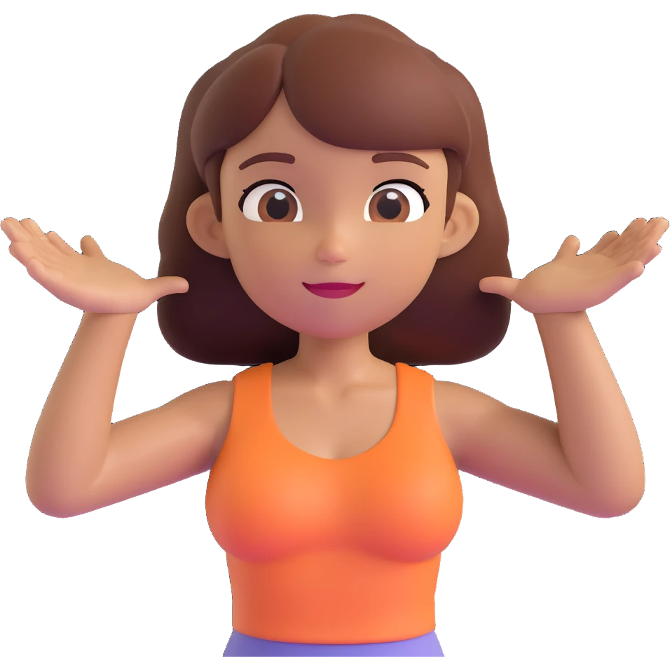 Slightly increase the volume of the upper body of the girl, spread them far apart from each other, make the skin color the same for both characters, keep the cartoonish 3D style. emoji