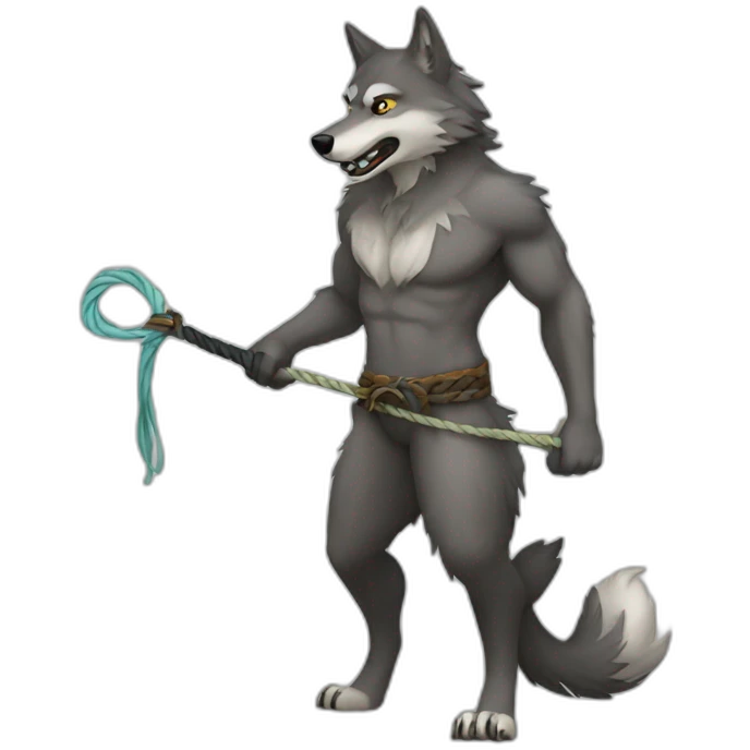 Wolf with whip emoji