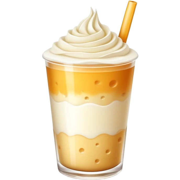 Cheese tea with frothy cream cheese topping and straw emoji